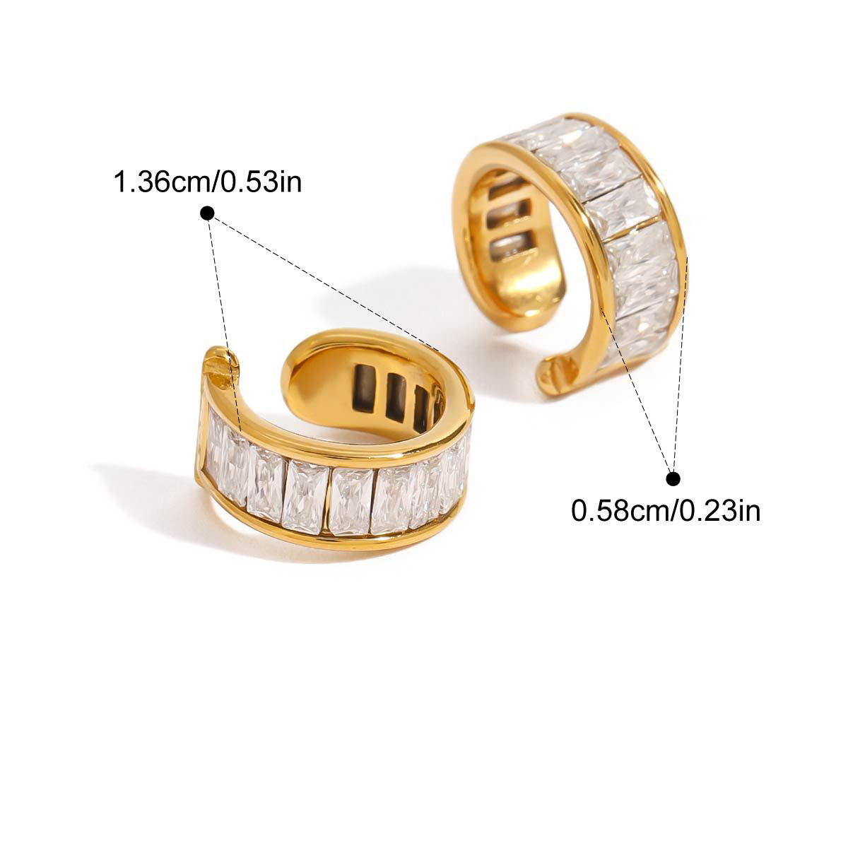 18K Gold Plated Zirconia Hoop Earrings for Women - Fadeproof Stainless Steel Classic Studs