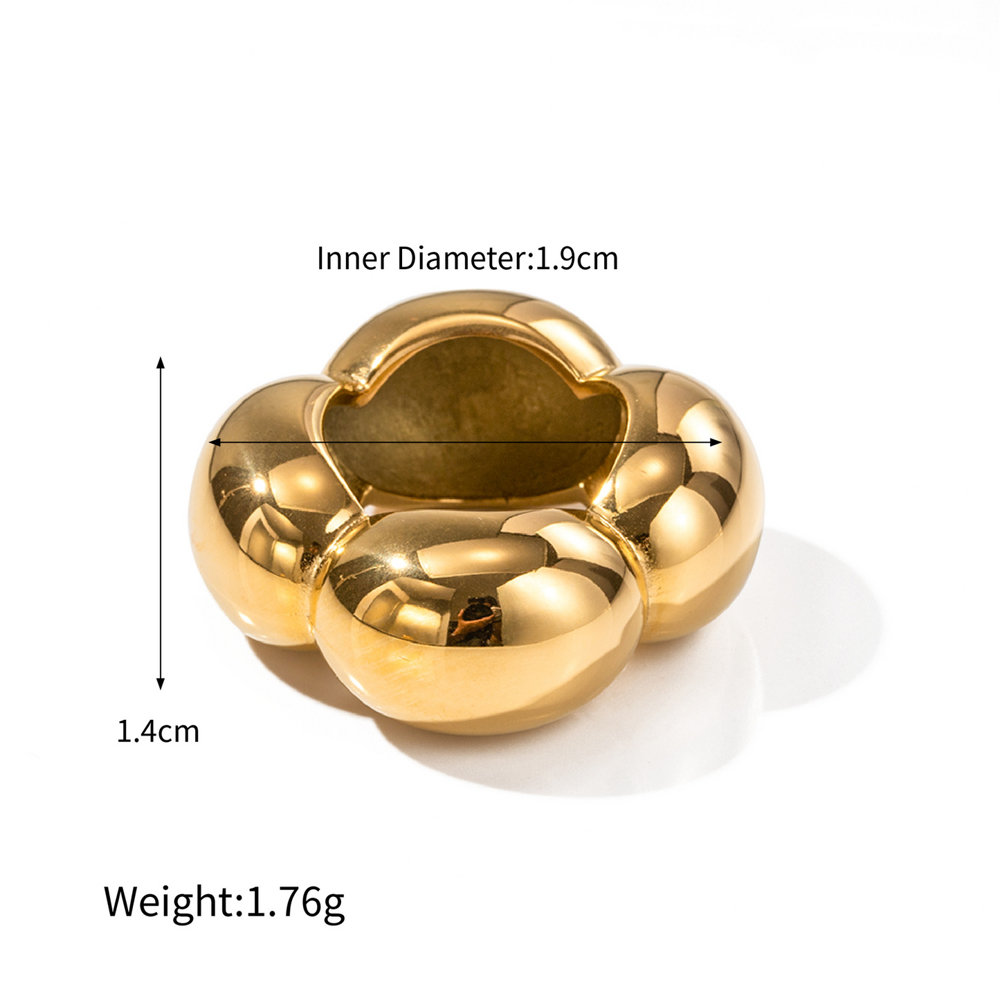Geometric Statement Ring in 18k Gold Plated Stainless Steel - Bold Luxurious Cocktail Ring