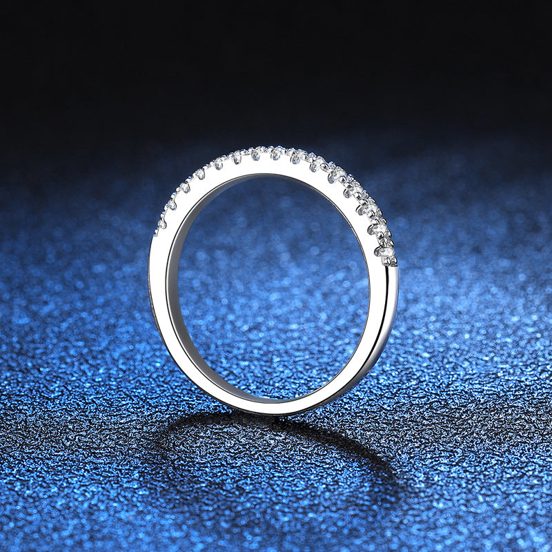 Platinum Plated Moissanite Eternity Band - 0.22ct Shared Prong Stacking Ring in Sterling Silver