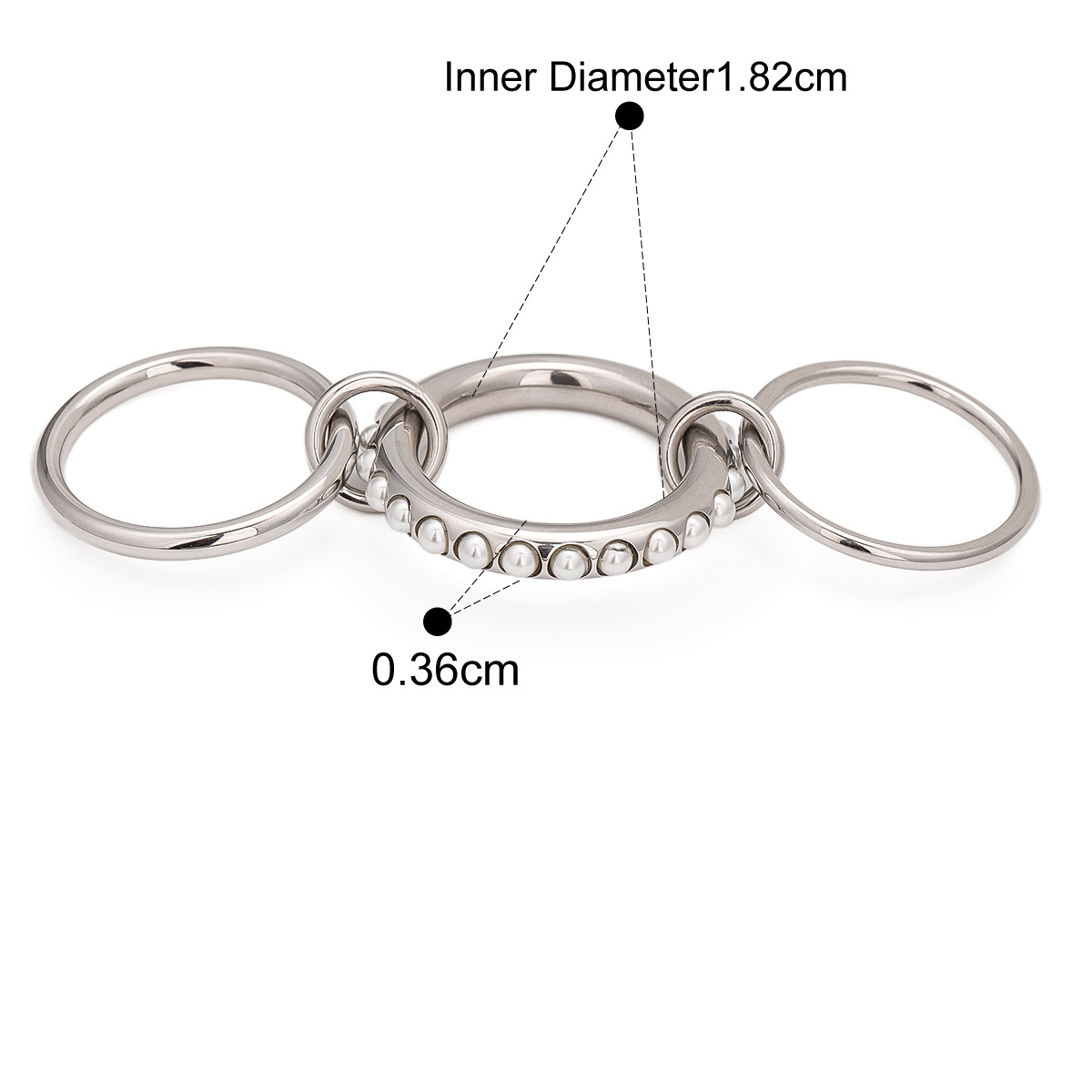 Layered Pearl Ring with Geometric Band - Luxurious Gold/Silver Plated Stainless Steel Stackable Ring