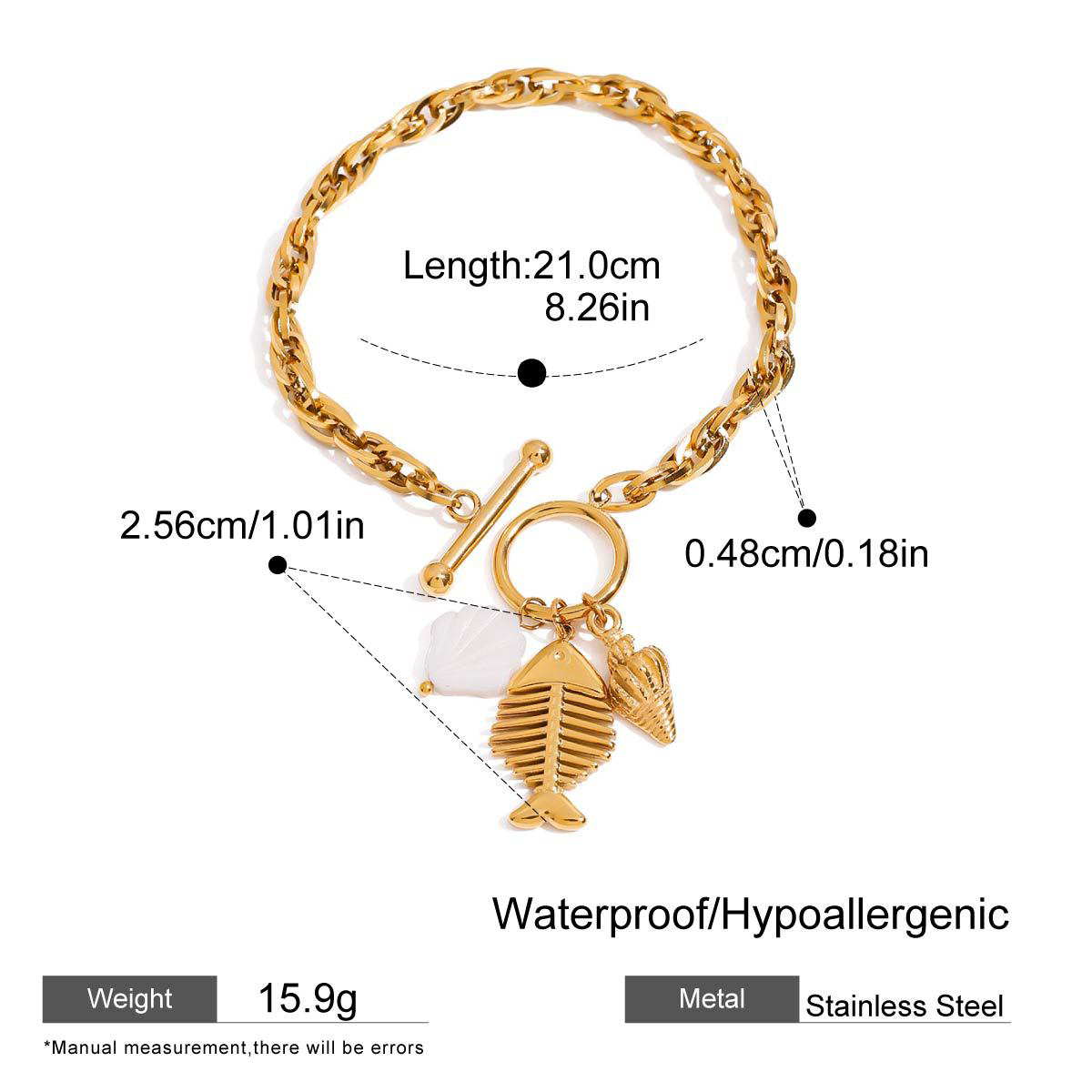 Ocean Shell and Starfish Bracelet - 18K Gold Plated Adjustable Bracelet