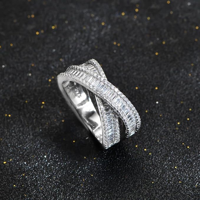 Eternal Cross Promise Ring - AAA Cubic Zirconia Sterling Silver Engagement Ring for Women