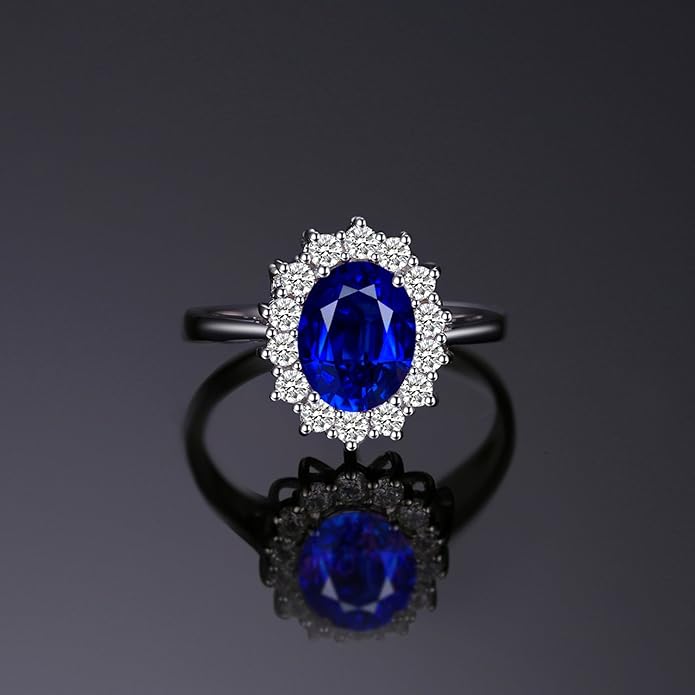 September Birthstone Ring - Classic Blue Sapphire Solitaire Ring in 14K Gold Plated Sterling Silver