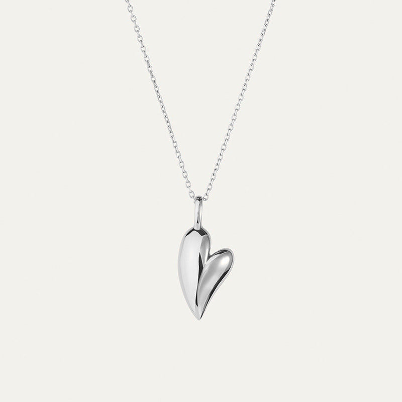 Heart Necklace - Minimalist Dainty Sterling Silver Pendant for Everyday Stacking