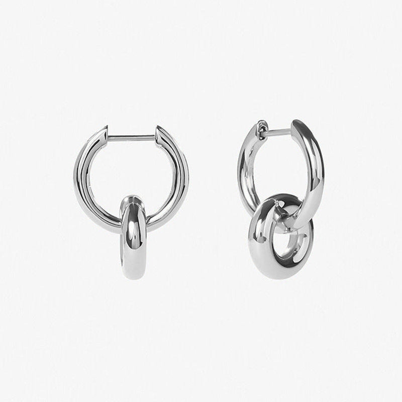 Double Circle Hoop Earrings - S925 Sterling Silver Minimalist Earrings for Women