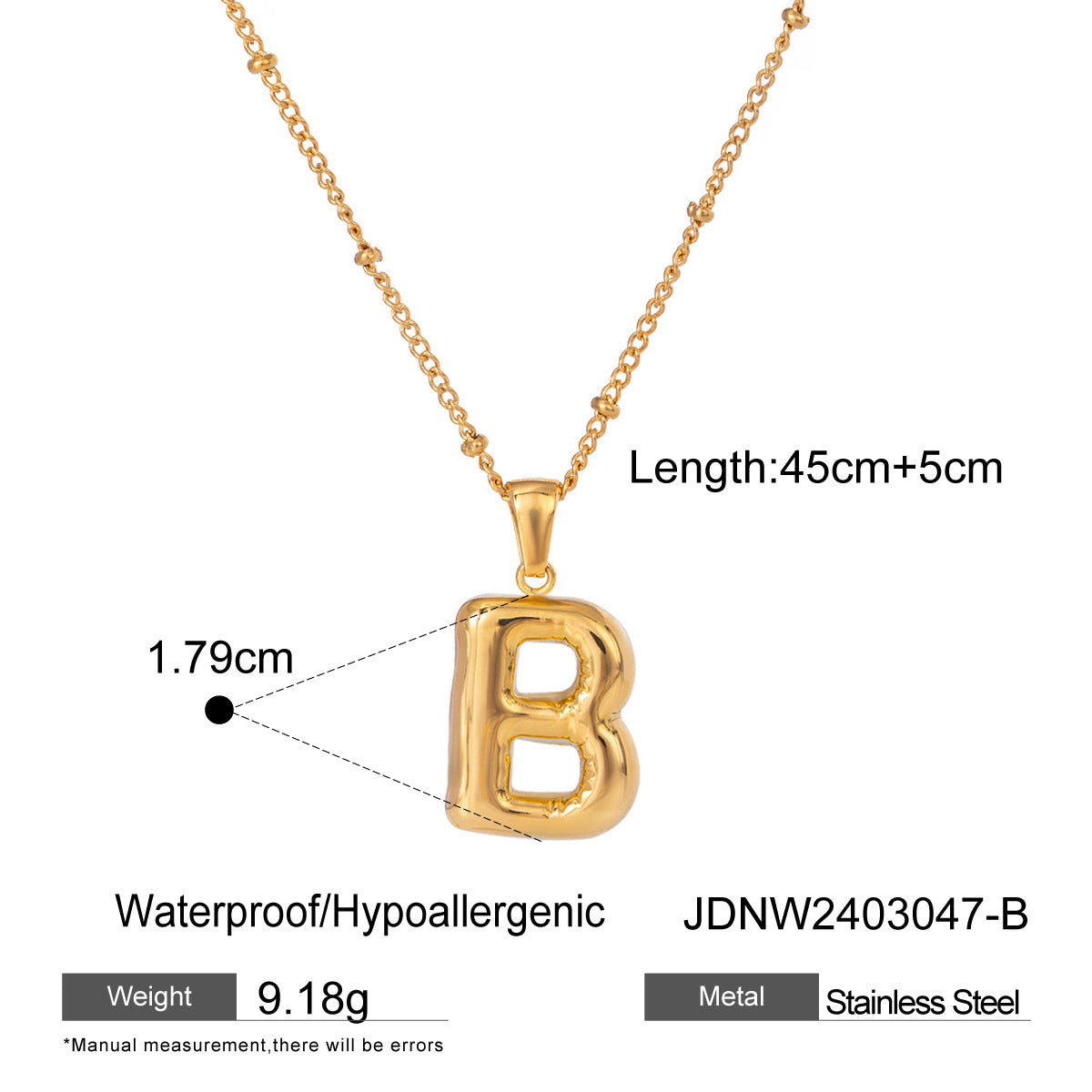 Personalized Initial Necklace - Dainty Letter Pendant in Titanium Steel, Tarnish-Free Layering Necklace for Women