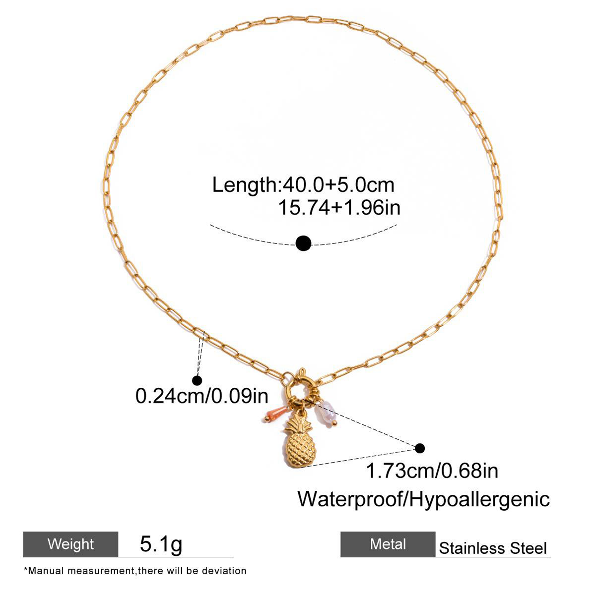 Stainless Steel Pearl Necklace – Fade-Resistant Titanium Steel Luxury Choker