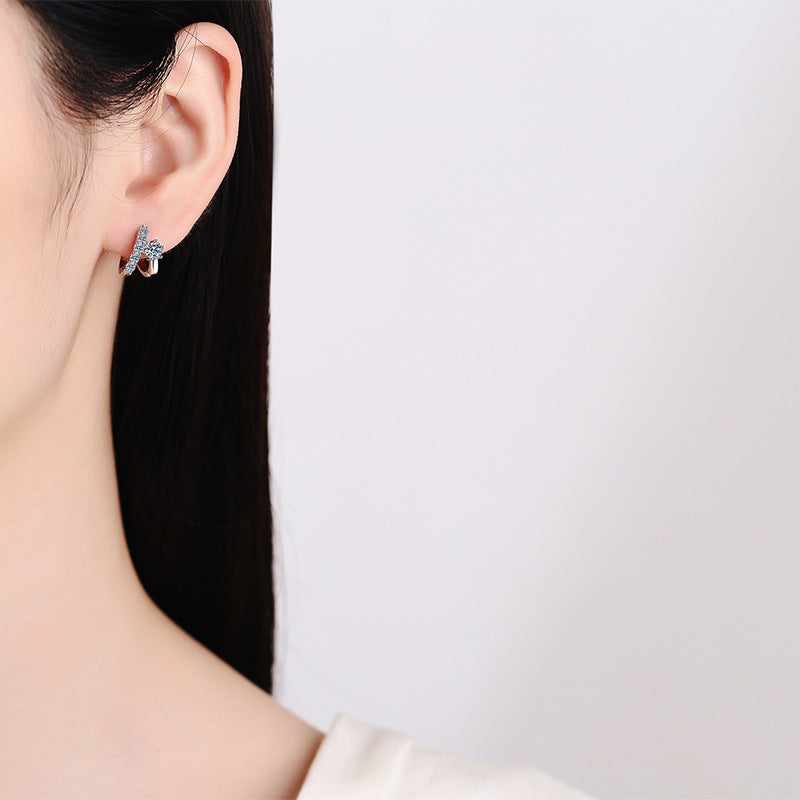 French Style Asymmetric Moissanite Earrings - 0.6CT Total D Color Sterling Silver Ear Jackets