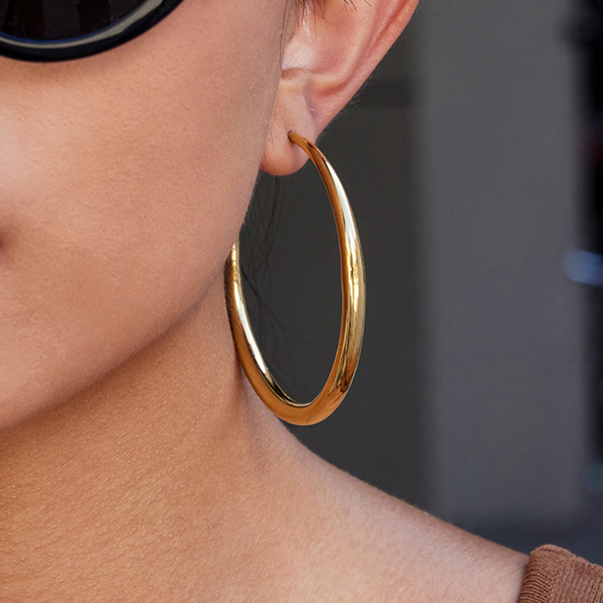 Stainless Steel Large Hoop Earrings – Luxury Titanium Steel Circle Design