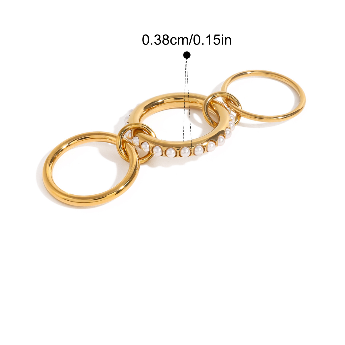 Layered Pearl Ring with Geometric Band - Luxurious Gold/Silver Plated Stainless Steel Stackable Ring