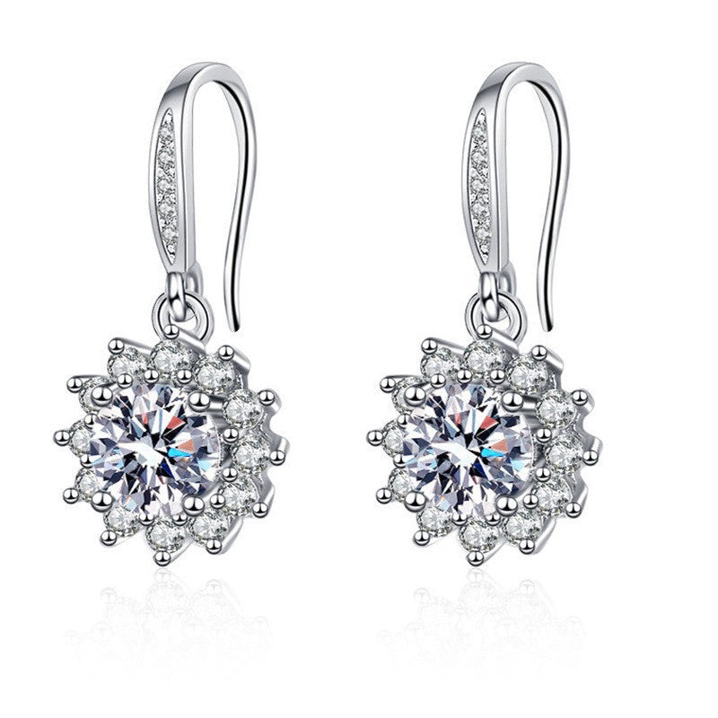 Heart Shape Moissanite & CZ Earrings - 6-Prong Setting Sterling Silver Studs | Ins Style