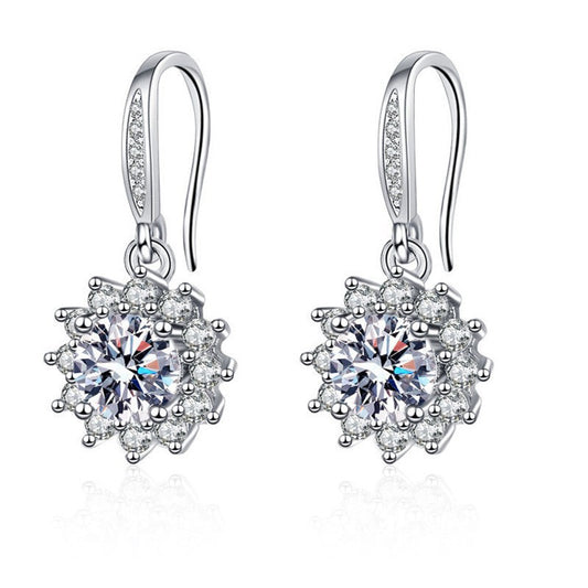Heart Shape Moissanite & CZ Earrings - 6-Prong Setting Sterling Silver Studs | Ins Style