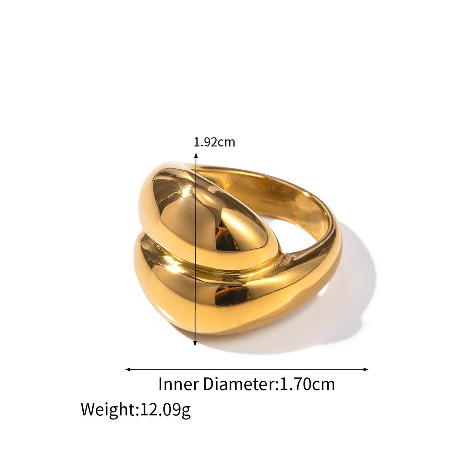 Geometric Statement Ring in 18k Gold Plated Stainless Steel - Bold Luxurious Cocktail Ring