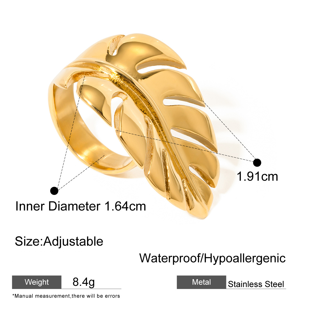 18K Gold Stainless Steel Geometric Statement Ring – Titanium Fashion Band