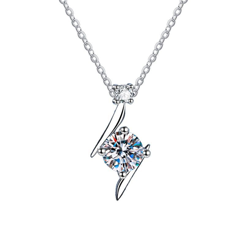 1 Carat D Color Moissanite Lightning Star Necklace | 925 Sterling Silver Pendant