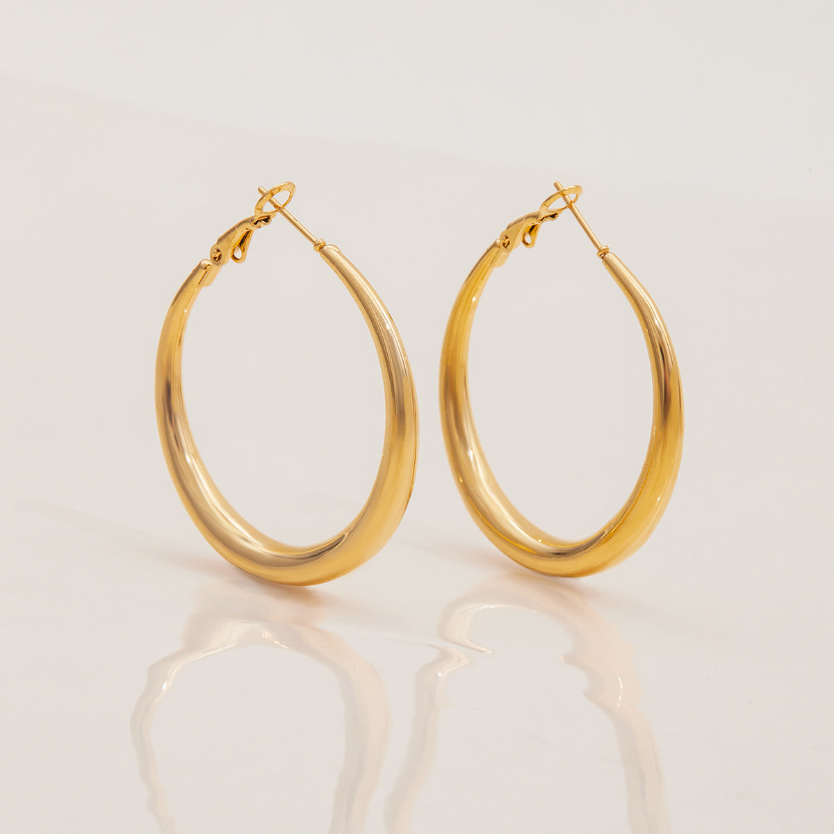 Stainless Steel Large Hoop Earrings – Luxury Titanium Steel Circle Design