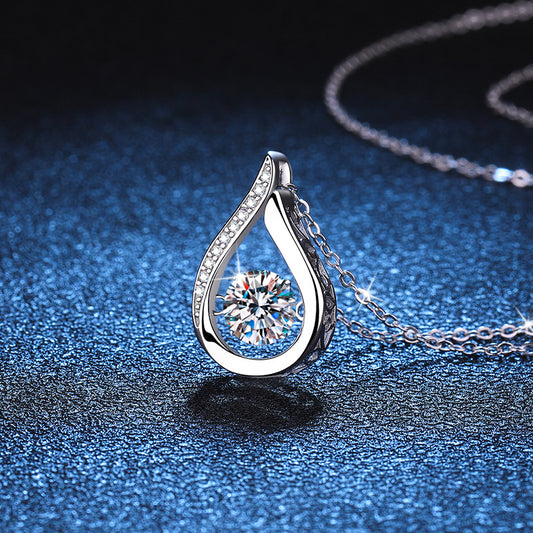 1 Carat Teardrop Moissanite Necklace | 925 Sterling Silver Pendant, Korean Style