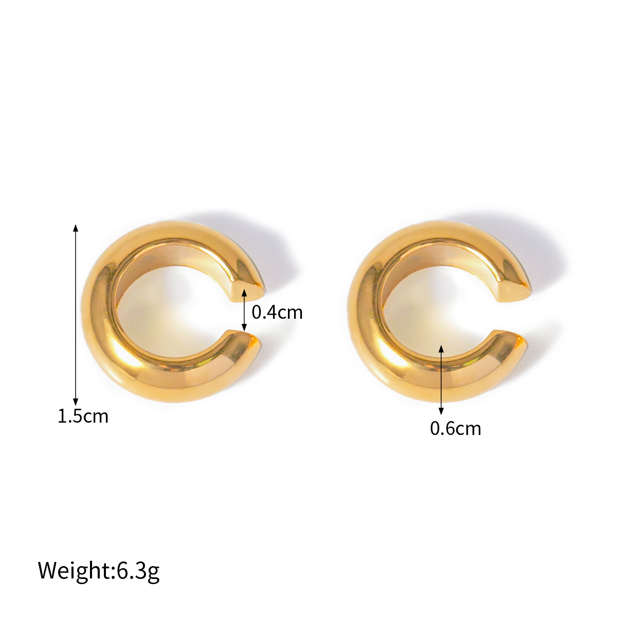 18K Gold Plated Zirconia Hoop Earrings for Women - Fadeproof Stainless Steel Classic Studs