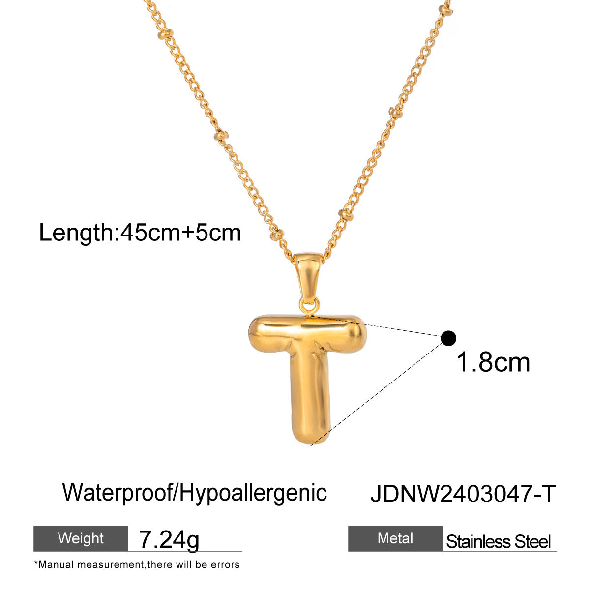 Personalized Initial Necklace - Dainty Letter Pendant in Titanium Steel, Tarnish-Free Layering Necklace for Women