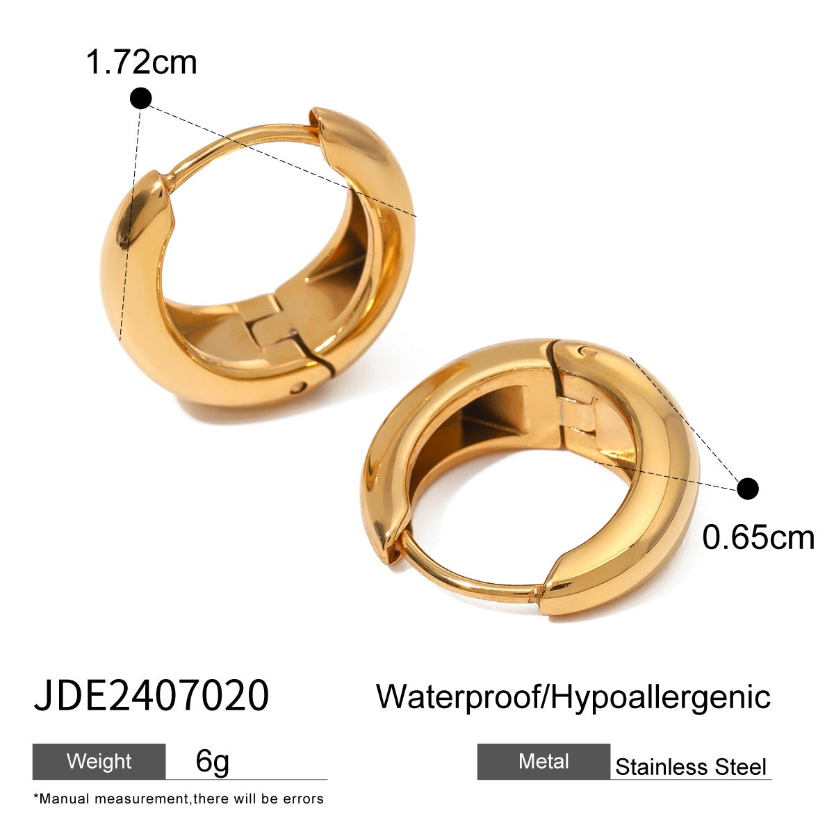 Stainless Steel Hoop Earrings – 18K Gold Titanium Steel Studs with Luxury Appeal