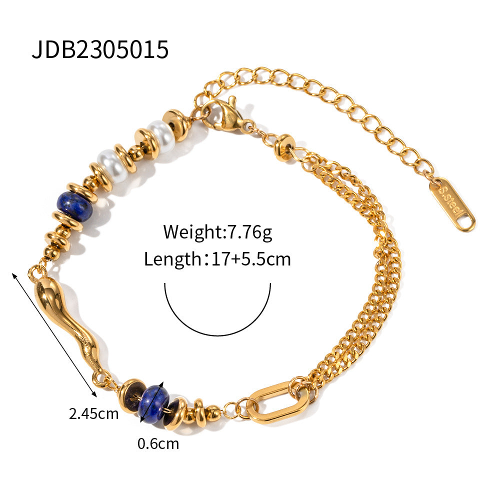Dainty Pearl Bracelet with Stainless Steel Chain - Tarnish-Free Stacking Bracelet for Women, Minimalist Luxury Jewelry