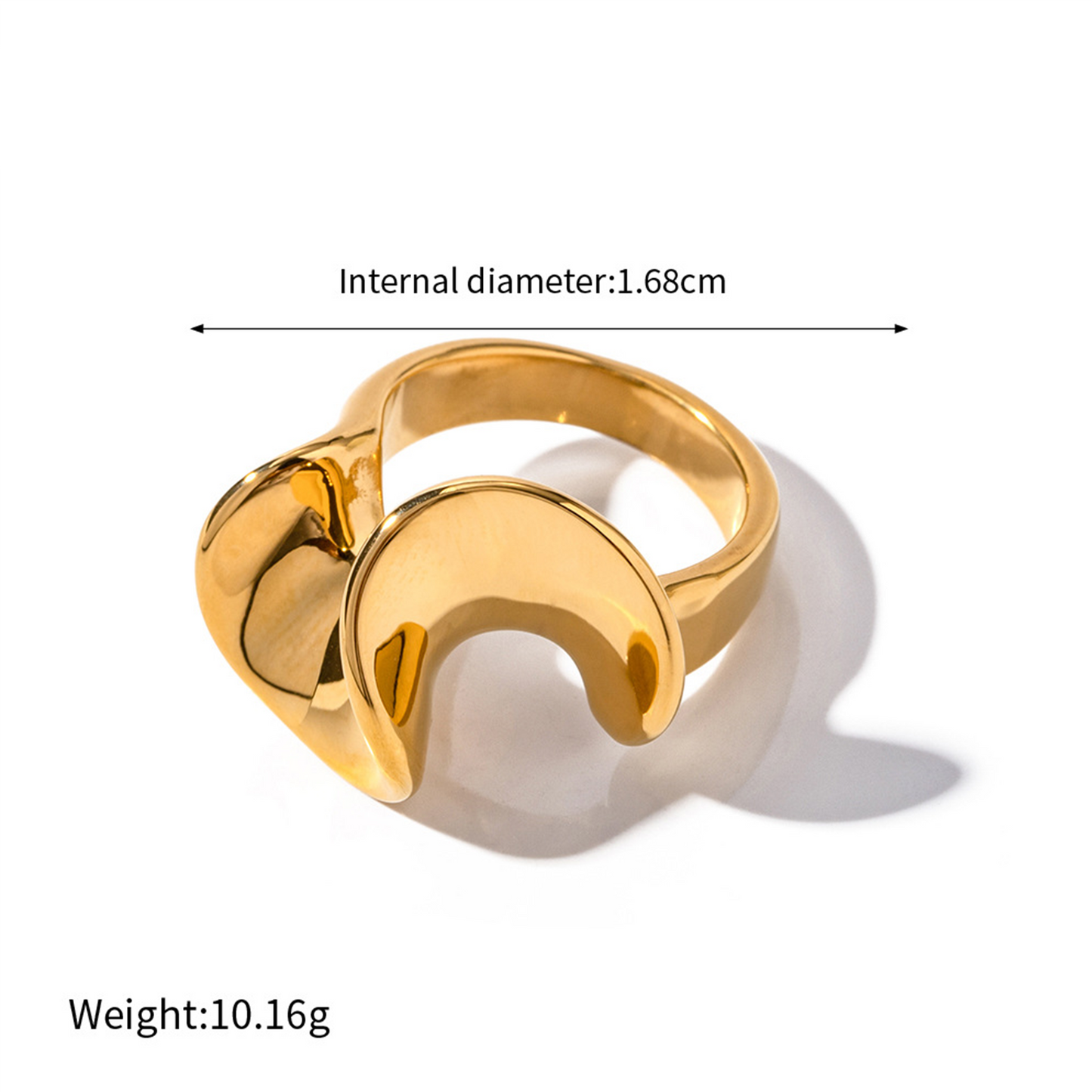 Geometric Statement Ring in 18k Gold Plated Stainless Steel - Bold Luxurious Cocktail Ring