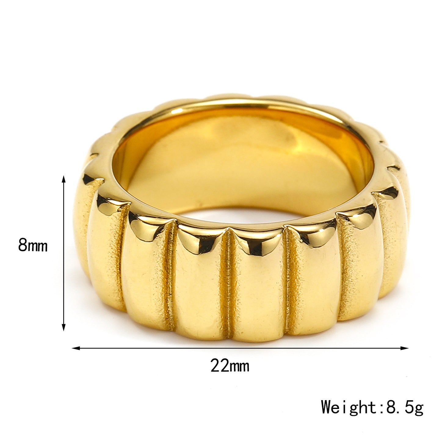 Vertical Line Textured Band Ring - Minimalist Unisex Stainless Steel Ring for Stacking