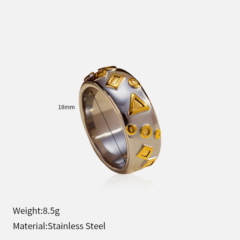 Geometric Punk Ring for Men & Women - 18K Gold Plated Stainless Steel Edgy Band