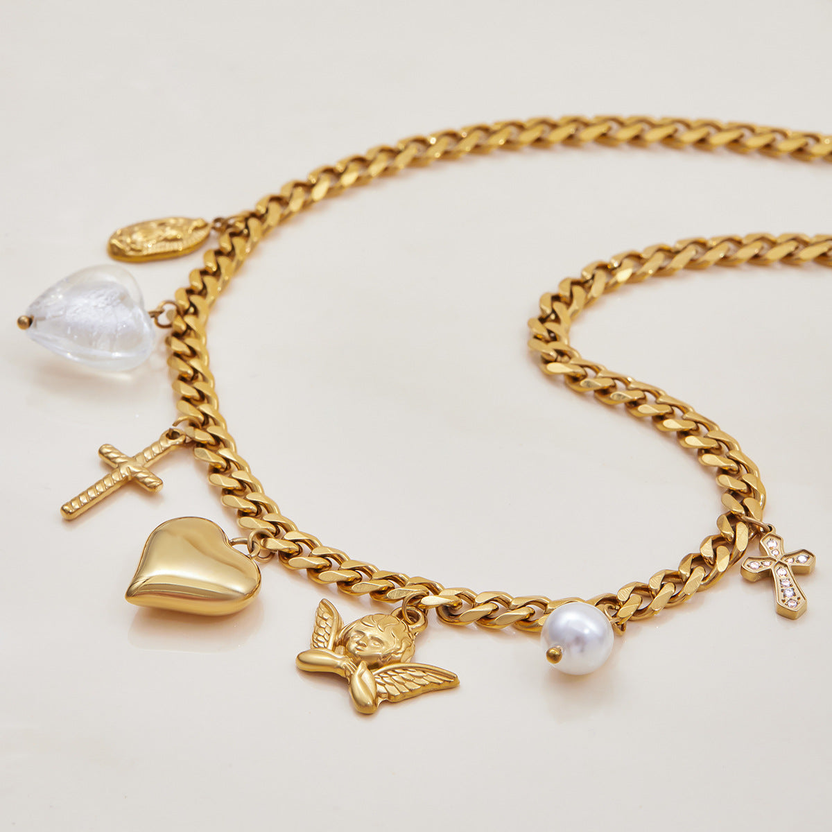 Open Heart Collar Necklace - Tarnish-Free Stainless Steel Layering Pendant for Everyday Wear