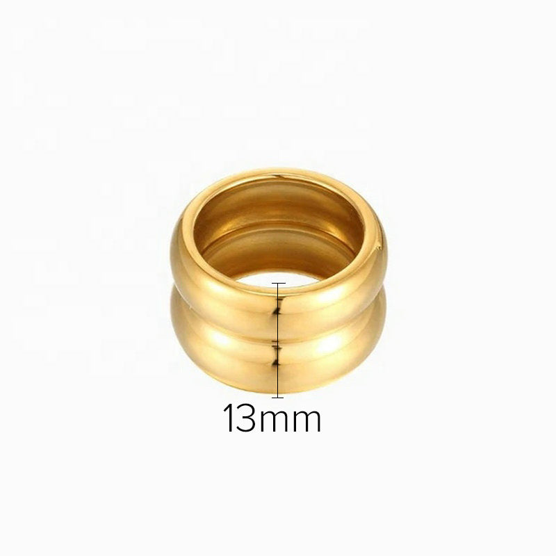 18K Gold Titanium Steel Wide Band Double-Layer Ring – Minimalist Luxury