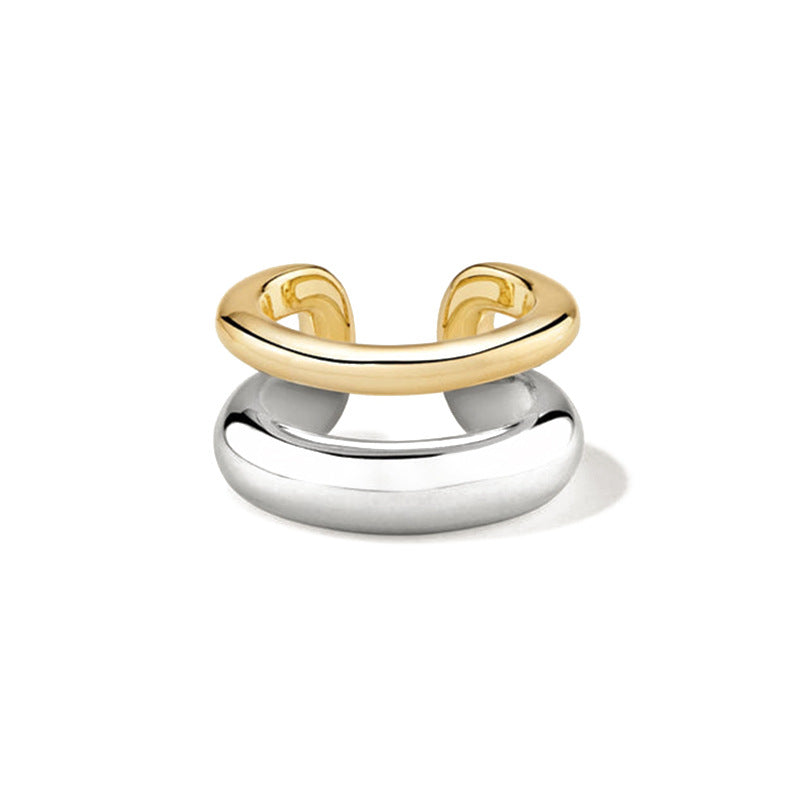 Double Layer No-Piercing Ear Cuff - S925 Sterling Silver Two-Tone Ear Climber