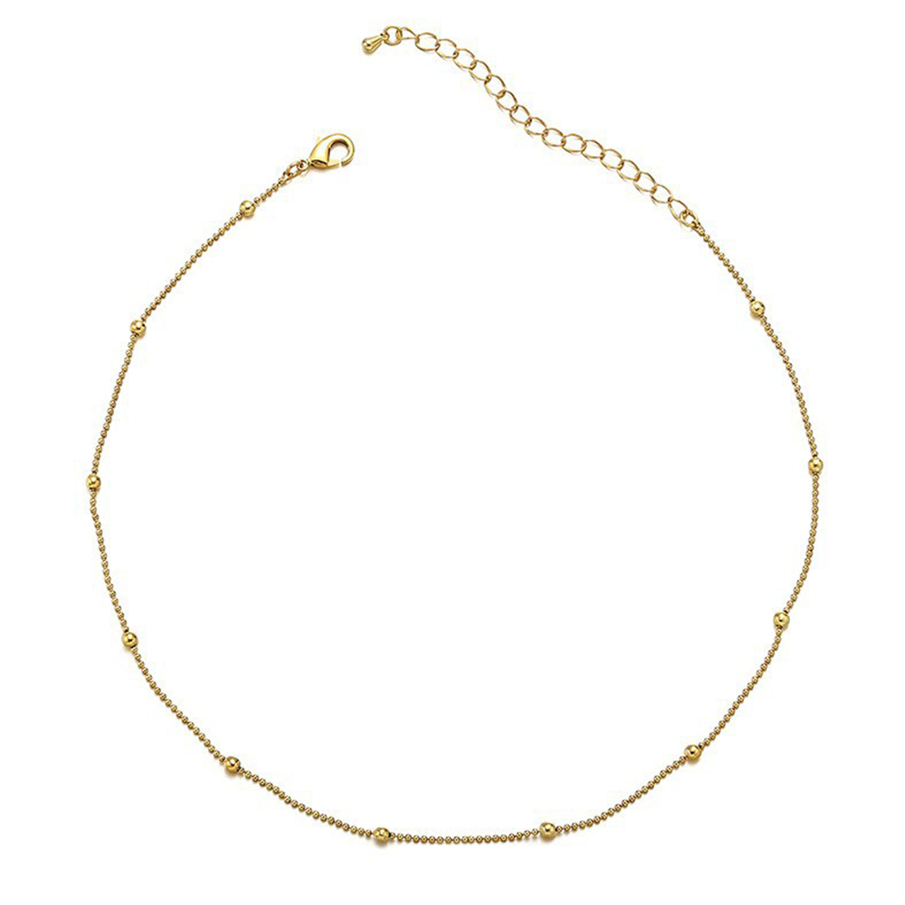 Minimalist Natural Lavender Quartz Bead Necklace - 18K Gold Plated Adjustable Layering Chain