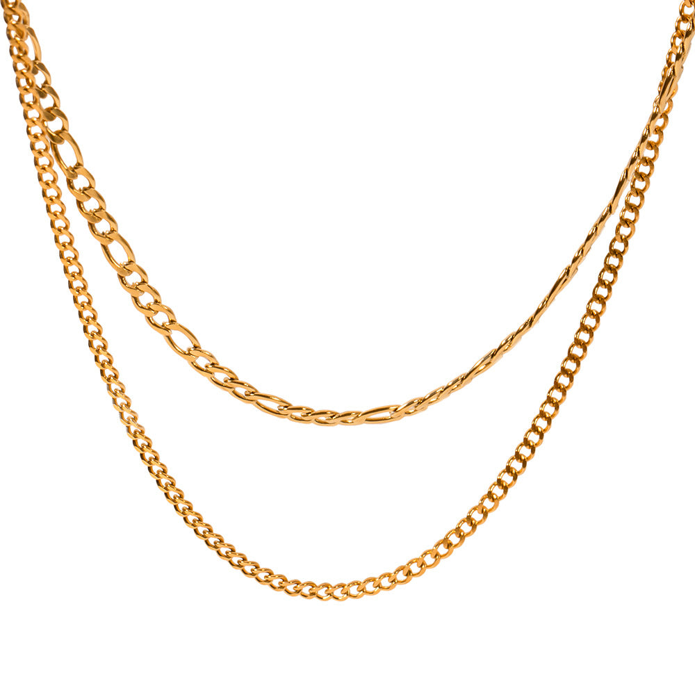 Fade-Resistant Layered Necklace Set - Titanium Steel Collar Bone Chain for Everyday Wear