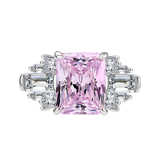 Icy Snowflake Square CZ Ring - 8x10mm Statement Sterling Silver Ring