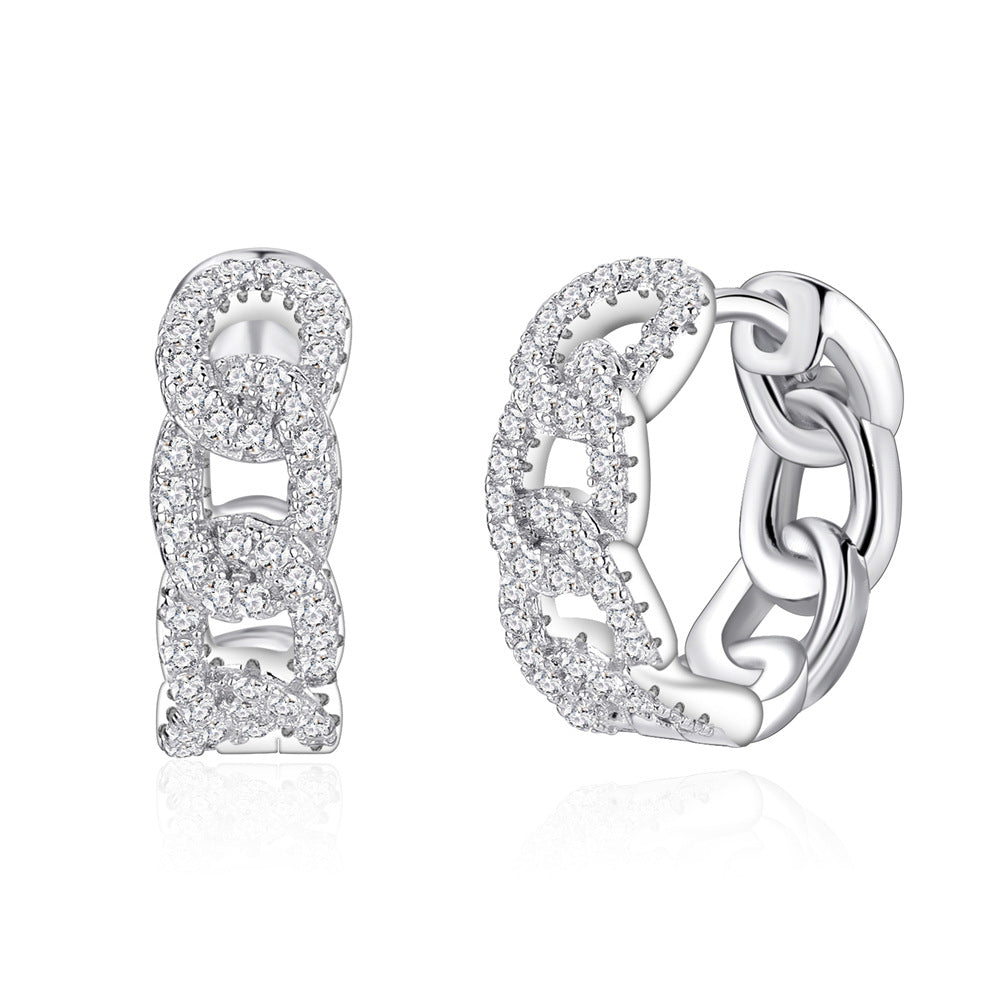 Braided Link Earrings - S925 sterling silver textured drop earrings