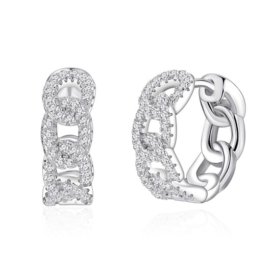 Braided Link Earrings - S925 sterling silver textured drop earrings