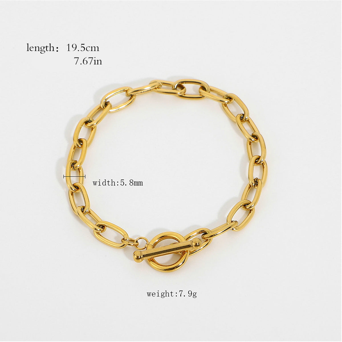 Miami Cuban Chain Bracelet - Flat Snake Link 18K Gold Plated, Adjustable Layering Bracelet for Women & Men
