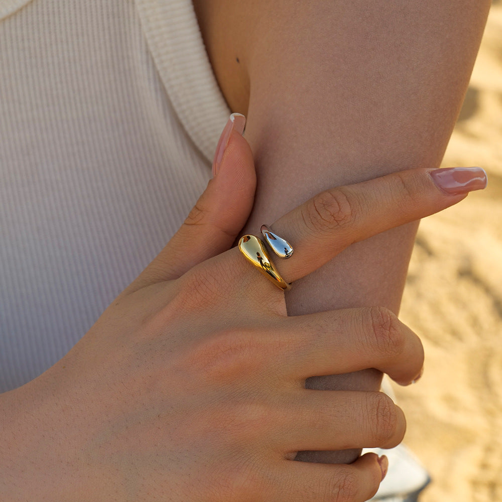 Geometric Open Circle Ring - Luxury Minimalist Stainless Steel Stacking Ring for Women