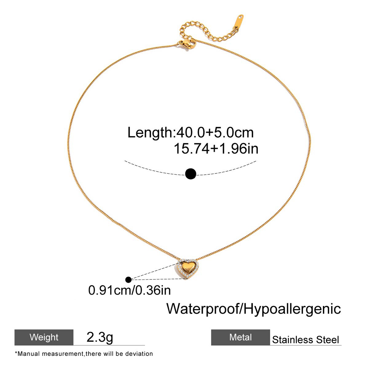 Open Heart Collar Necklace - Tarnish-Free Stainless Steel Layering Pendant for Everyday Wear