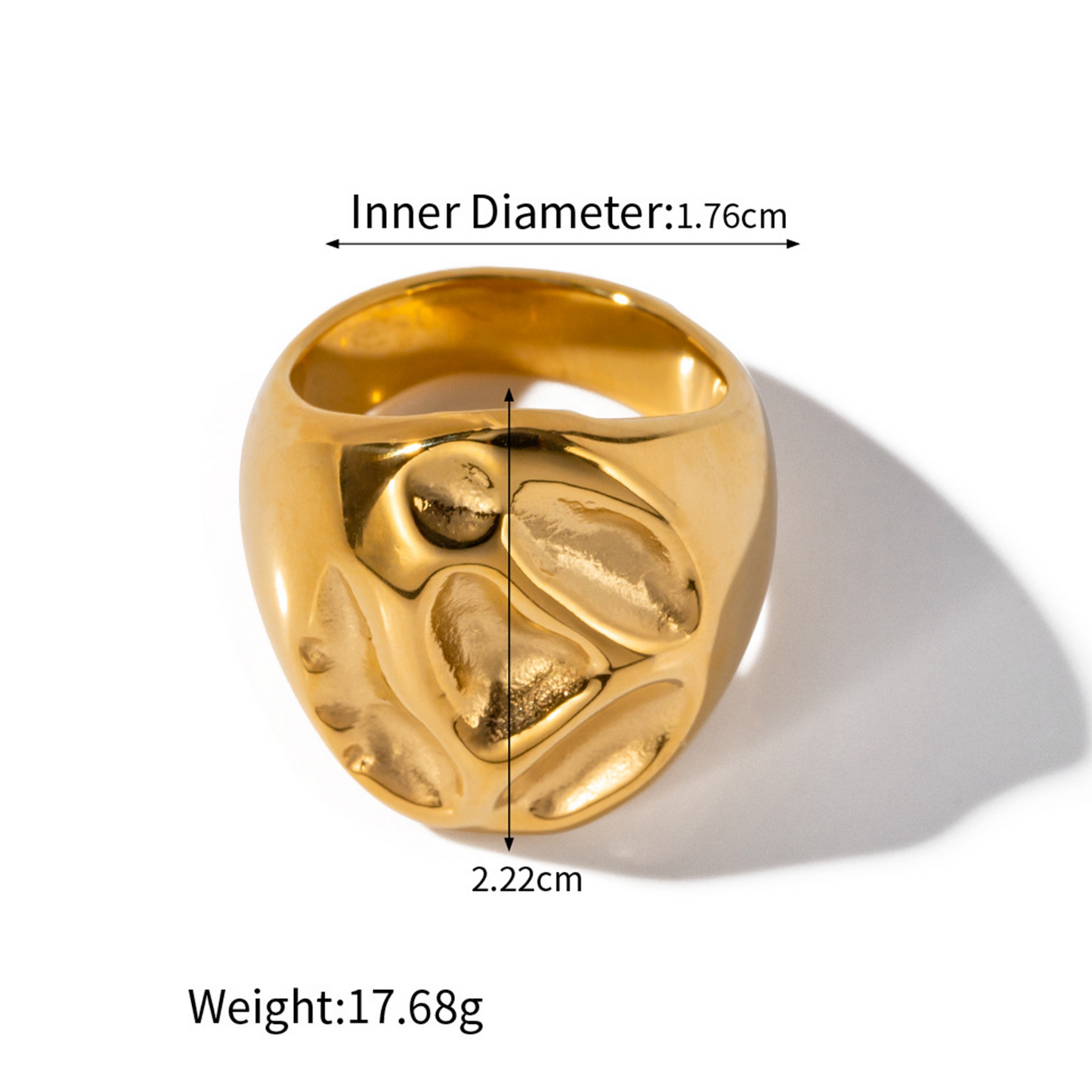 Geometric Statement Ring in 18k Gold Plated Stainless Steel - Bold Luxurious Cocktail Ring
