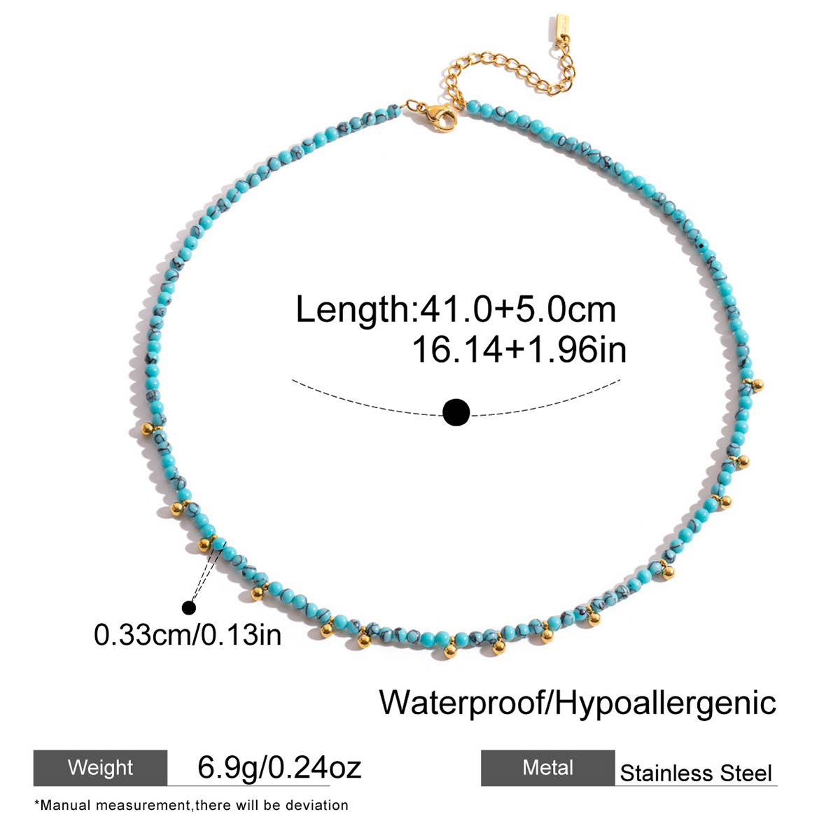 Evil Eye Necklace with Blue Turquoise - Titanium Steel Choker for Women, Protection Amulet Gift