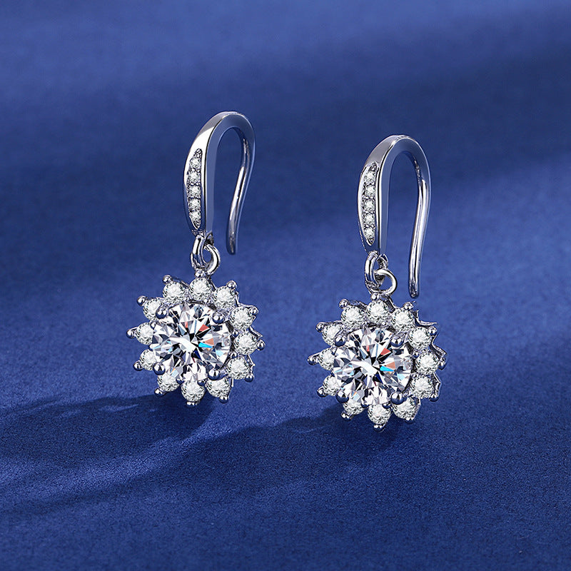 Heart Shape Moissanite & CZ Earrings - 6-Prong Setting Sterling Silver Studs | Ins Style