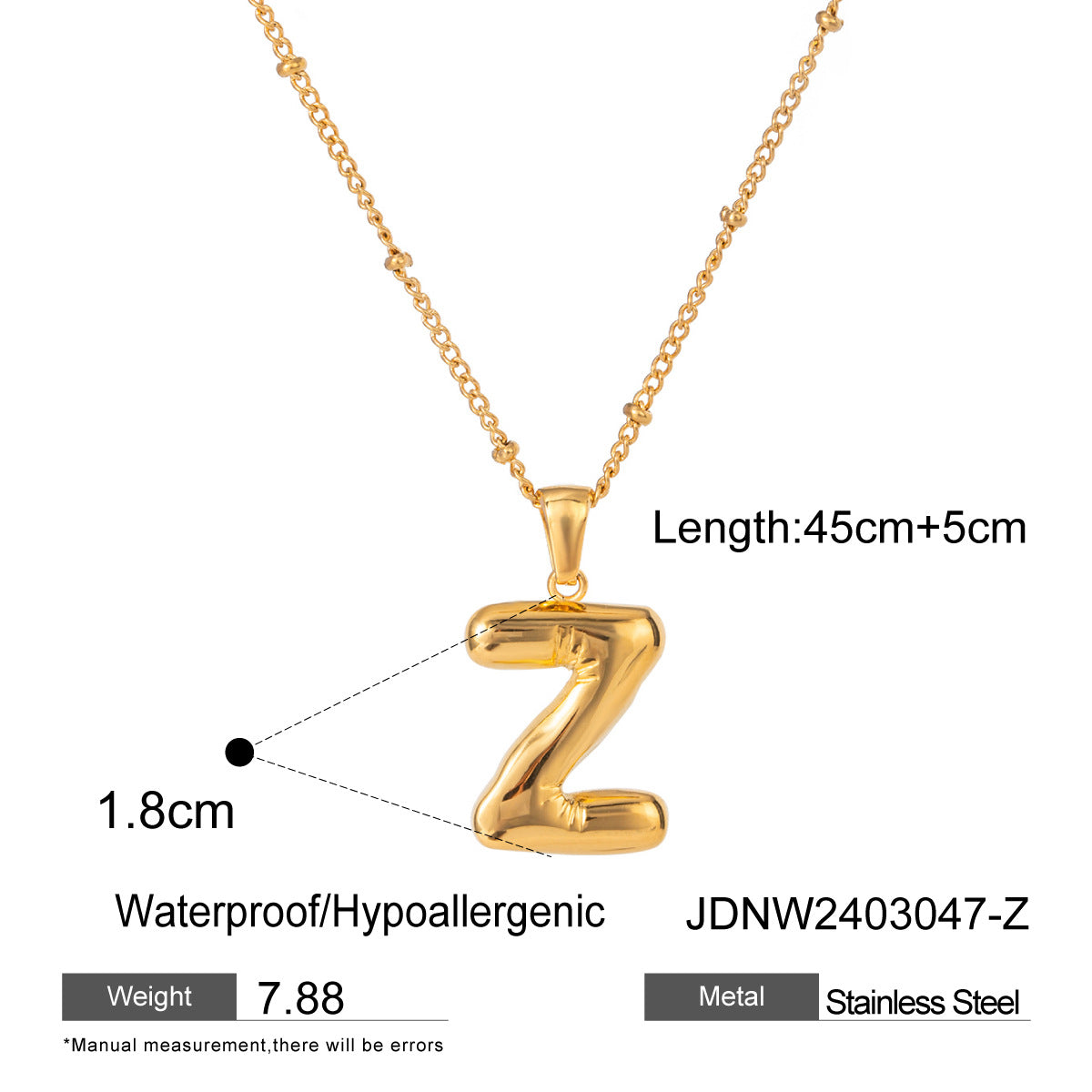 Personalized Initial Necklace - Dainty Letter Pendant in Titanium Steel, Tarnish-Free Layering Necklace for Women