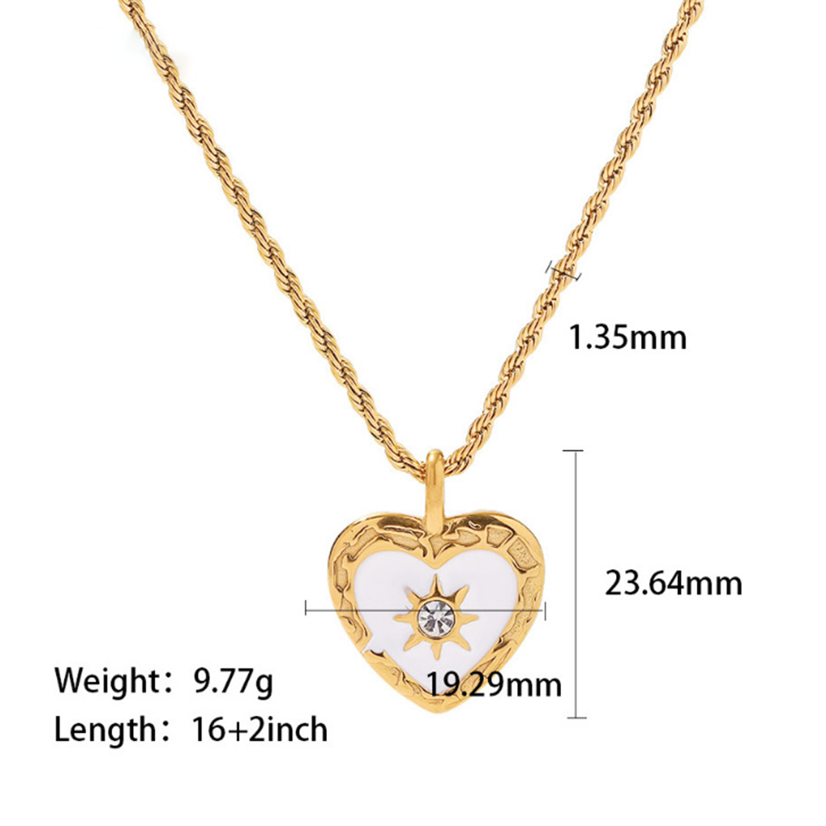 Retro Heart-Shaped Mother-of-Pearl Necklace - Adjustable Fade-Resistant Stainless Steel Pendant