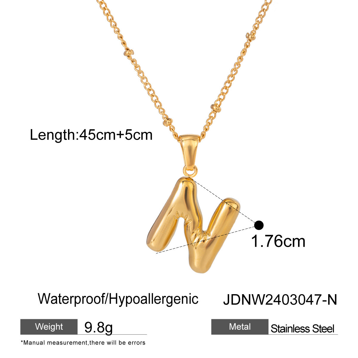 Personalized Initial Necklace - Dainty Letter Pendant in Titanium Steel, Tarnish-Free Layering Necklace for Women