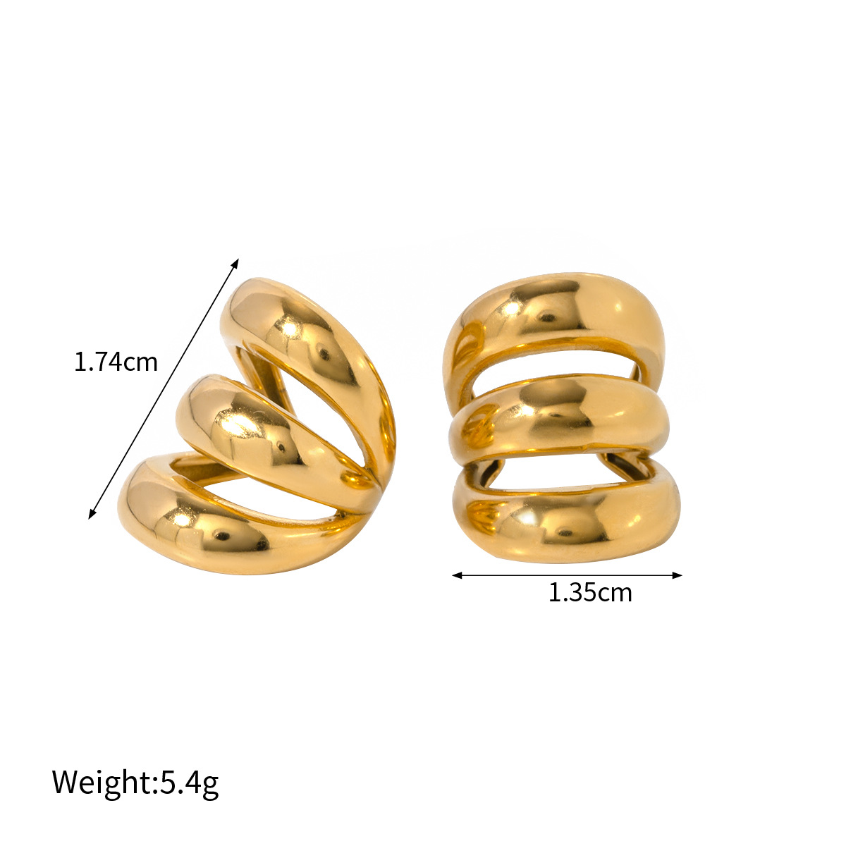 Minimalist Geometric Ear Cuff - 18K Gold Plated No Piercing Ear Climber for Women