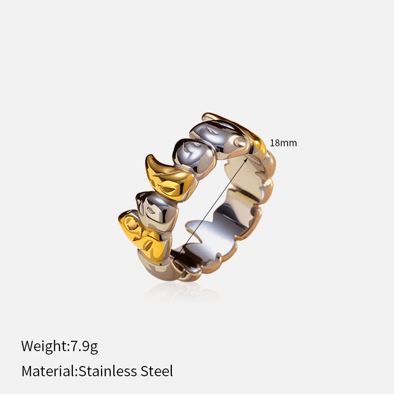 Geometric Punk Ring for Men & Women - 18K Gold Plated Stainless Steel Edgy Band