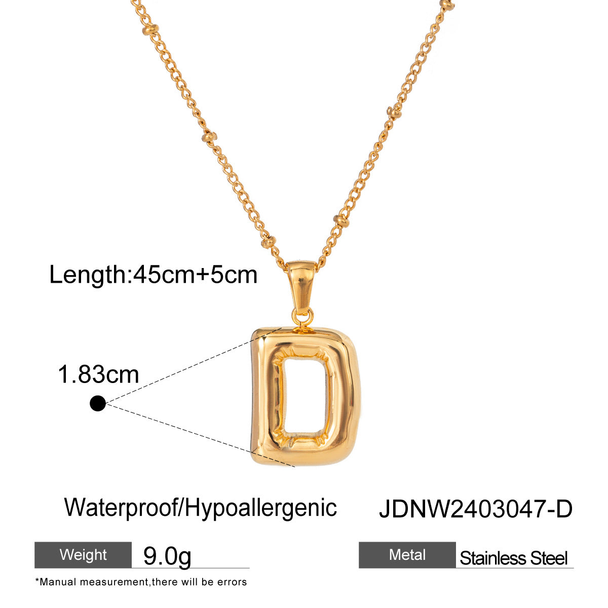 Personalized Initial Necklace - Dainty Letter Pendant in Titanium Steel, Tarnish-Free Layering Necklace for Women