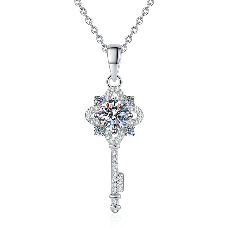 Twilight Key Pendant Necklace in Sterling Silver - 925 Silver Moonlace