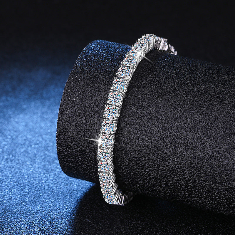 Platinum Plated Moissanite Tennis Bracelet - Full Eternity High-Carat Sterling Silver Bracelet
